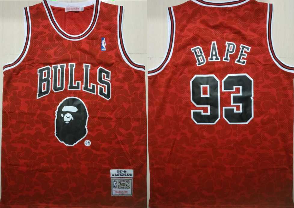 Bulls 93 Bape Red 1997 98 Hardwood Classics Jersey,We sell and wholesale Bulls 93 Bape Red 1997 98 Hardwood Classics Jersey on line form chian!
